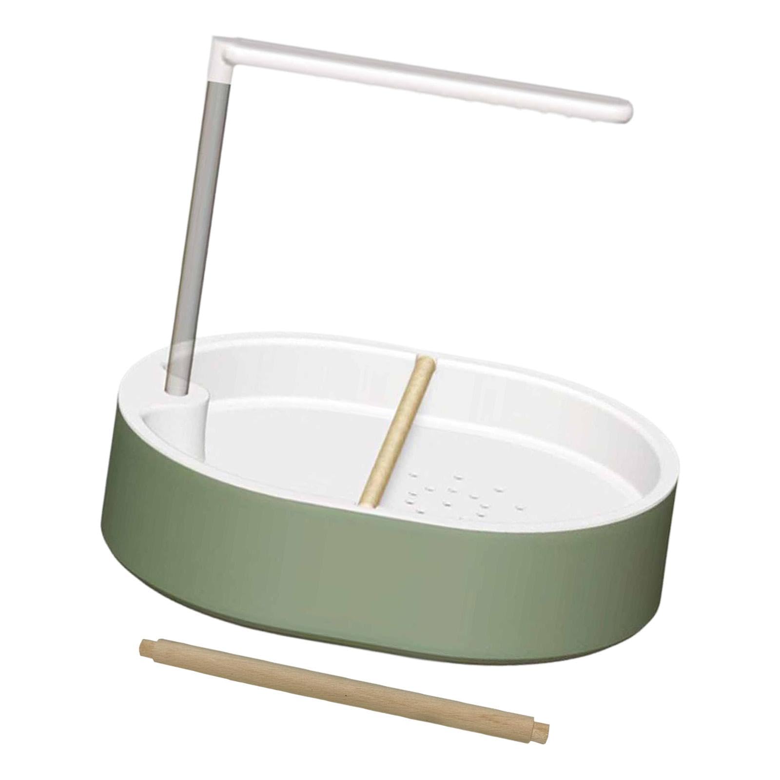 Milageto Papageienbadewanne mit Holzsitzstangen, Spielzeug und Verstellbarer Pumpe – automatische Vogelbadedusche für Nymphensittiche, Wellensittiche und, Weißer Duschkopf