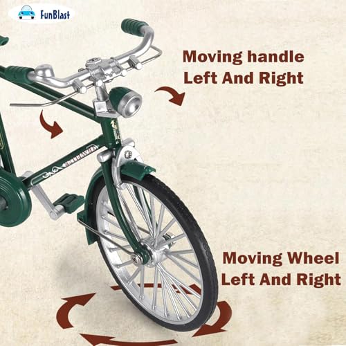 Image of FunBlast Vintage Mini Metal Bicycle - 1:18 Die-Cast Realistic Bicycle Model, Retro Alloy Classical Cycle Toy for Desktop Ornament, Home & Office Decor (Green)