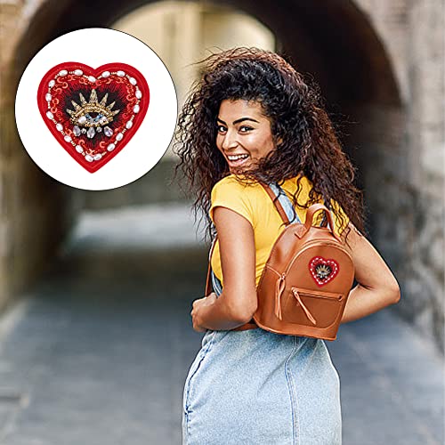 Infunly Evil Eyes Heart Beaded Patches Rhinestone Applique Patches 3 Style Sequin Applique Sew On Crystal Heart Patch For Clothing Jeans Jackets Handbag Shoes Diy Decor #TOP5