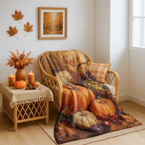 Jeté de citrouilles rustiques cadeau idéal Thanksgiving couverture pelucheuse déco