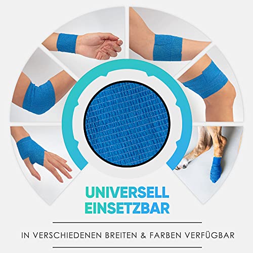 Health Press Selbstklebender Verband – 8x Pflaster Rolle (5cm x 4,5m) – Haftbandage Selbstklebend – Elastische Bandage – Wasser-, Staub-, Fett- & Schmutzabweisendes Verbandsmaterial (Blau, 8 Rollen)
