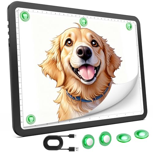 Zocelight Rechargeable A4 Light Board for Diamond Painting,Magnetic Bright Light Box for Tracing,Wireless LED Light pad with Physical Buttons,3 Colors,Dimmable 9000LUX Lightbox for Drawing,Sketching