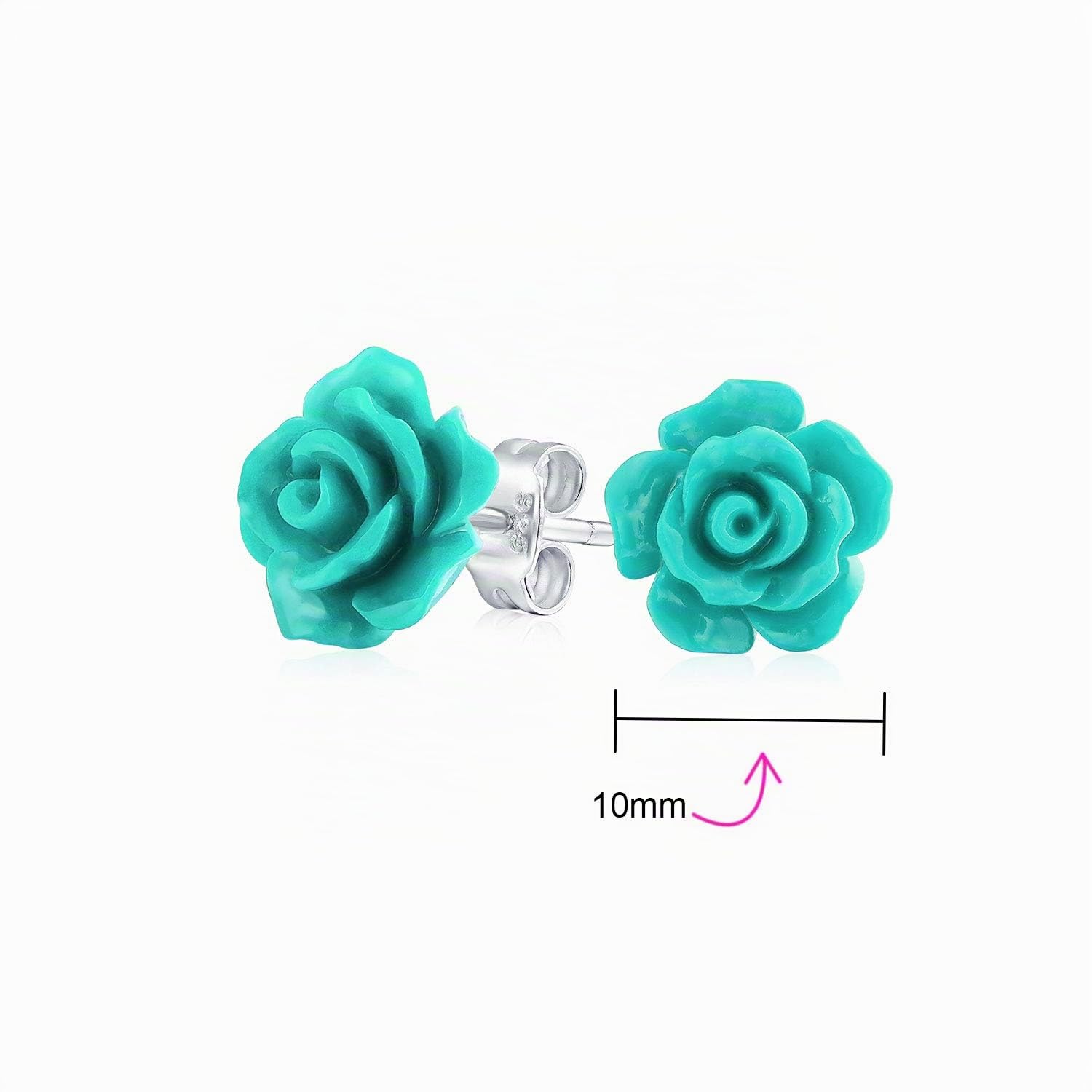 Pendientes De Botón De Rosa De Flores En Relieve 3D En Tonos Románticos Delicados De Rosa Azul Amarillo Verde Negro Morado Blanco Y Rojo De 10 MM Para Mujeres Adolescentes Ligeros