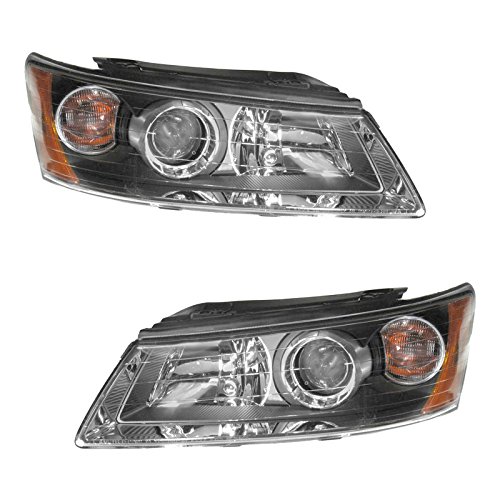 Image of TRQ Headlight Assembly Set HY2502135 HY2503135 Compatible with 2006-2008 Hyundai Sonata