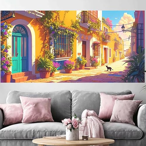Peinture Diamant Chat Rome 40x80cm : Anti-Stress Adulte Contre l'Anxiété
