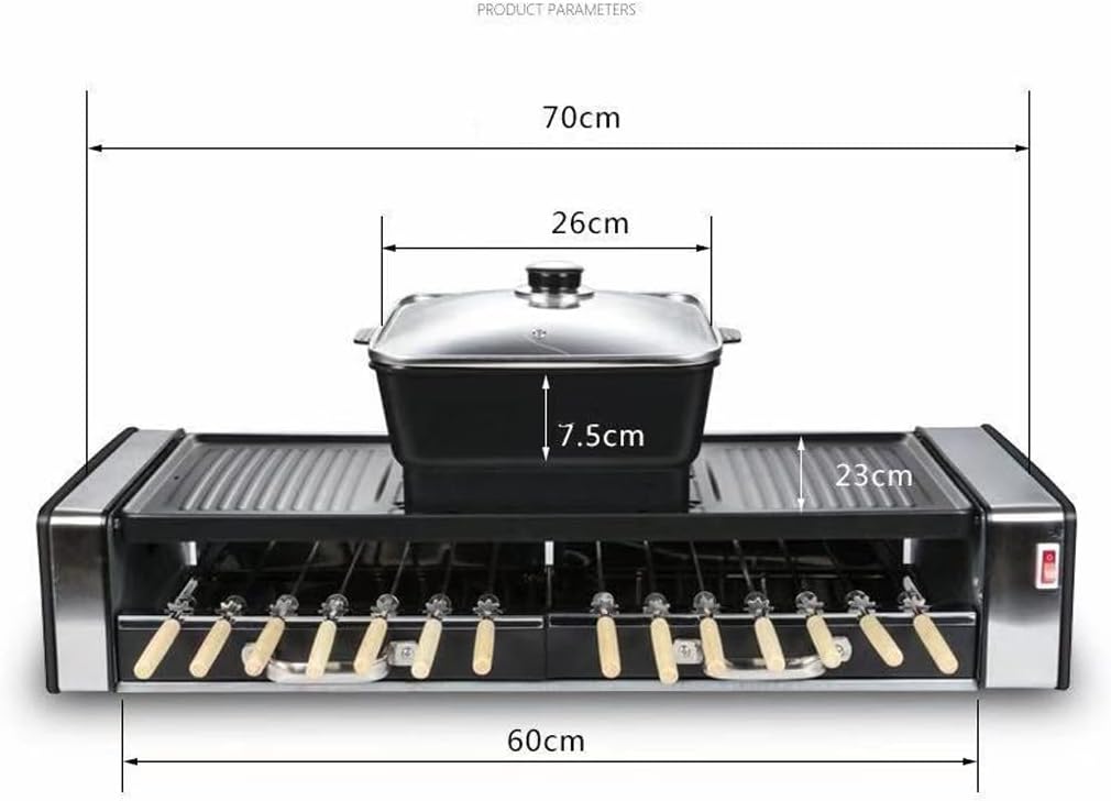hot Pot Multifunctional Electric Oven Household Skewers Machine Smokeless Barbecue Grill Grill Shabu Hot Pot stockpots (Color : Black)