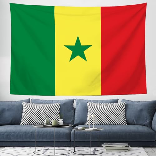 Tapisserie murale drapeau du Sénégal 230x180 cm en tissu pour déco salon