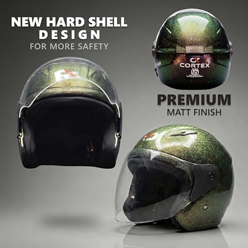 Image of Cortex TRIGER Half Face Helmet Glossy Finish with Scratch Resistant Polycarbonate Visor, Hard ABS Shell Helmet for Men and Women | Clear Visor, Lightweight