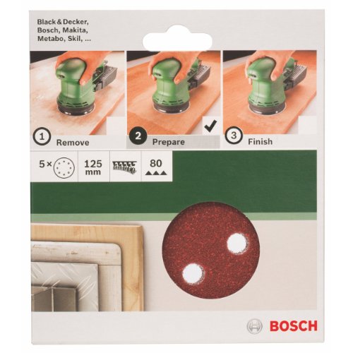 Miniatura 2 de Bosch 2 609 256 A24 - Juego De Hojas De Lija De 5 Piezas Para Lijadora Excéntrica