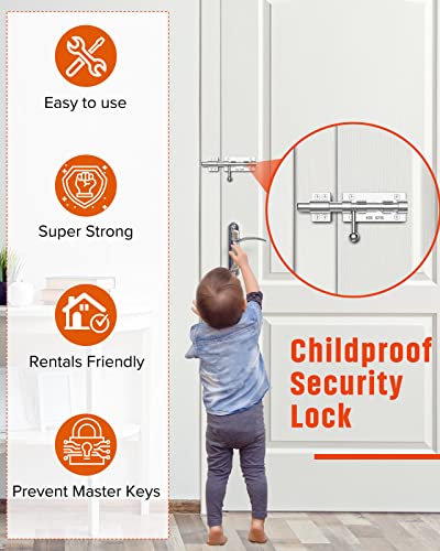 Heavy Duty Slide Bolt Gate Latch Hardware, 6.3 Inch Solid 304 Stainless Steel Latches Electroplating Finish, Barrel Bolt Lock For Wooden Fence, Yard Door, Barn Door, Shed Door, Interior (Silver) #TOP5