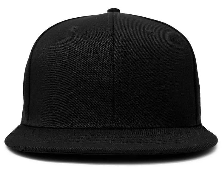 Image of Tai & Zai Black Snapback Hat with Printed, Adjustable Flat Brim Cap, Six Hole Breathable Design