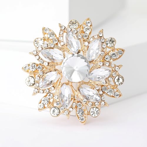 Image of Trendy Large Rhinestone Flower Brooches 8-color for Women Luxury Office Party Casual Pins Jewelry Accessories Gifts
