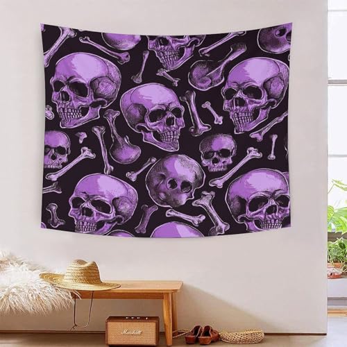 Tapisserie crâne 3D 180x230 cm grande décoration murale en tissu pour salon et chambre