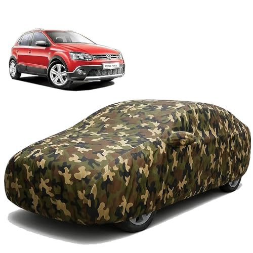 Image of Sulfar 100% Waterproof Car Body Cover Compatible with Mirror for Volkswagen Polo Cross with Long Lasting Durable Material (Triple Stitched, Full Bottom Elastic, Camouflage Army)