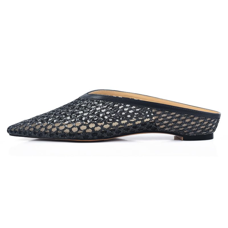 Image of Woven Mules for Women Slip on Comfortabke Metallic Slides Ladies Trendy Square Toe Hidden Wedge Mules