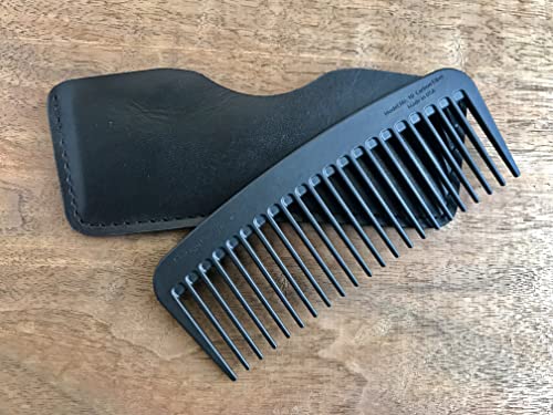 Peine Chicago Comb Model 10 de Fibra de Carbono y Estuche de Cuero miniatura 2