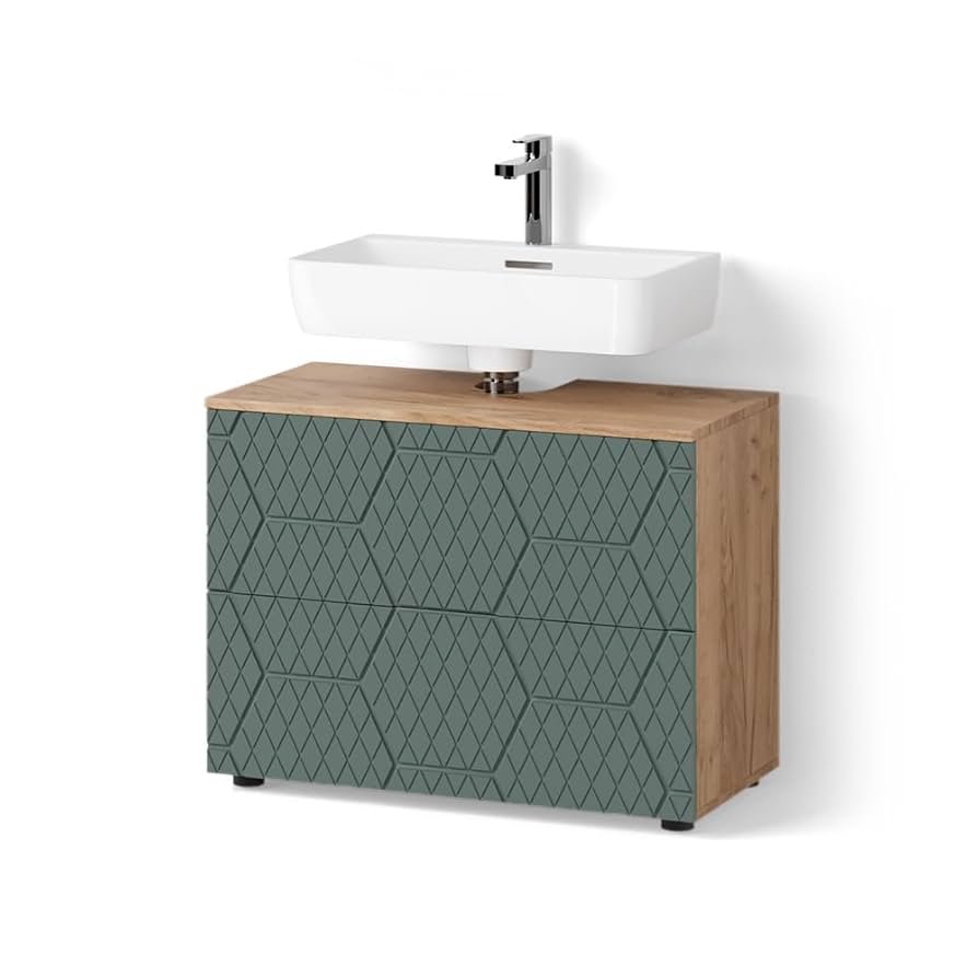 Livinity Waschbeckenunterschrank Ronco 80cm - Grün Mit 2 Schubladen