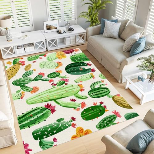 Alfombra de cactus retro transpirable y duradera para interiores 3