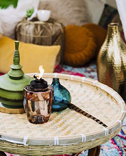 TIKI Adjustable Flame 64 Glass Torch ¨C Pink Decorative Lighting for Outdoor Lawn, Patio & Garden | Includes Snuffer & Long-Lasting Wick | Weather-Resistant Design