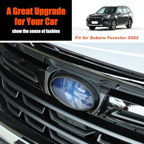 Image of Front Back Emblem Cover Trim Kit Emblem Badge Logo Ring Suitable for Subaru Forester 2022-2024 Rear and Front Emblems Trim Ring Cover Auto Tailgate Logo Cover (Matte Black)