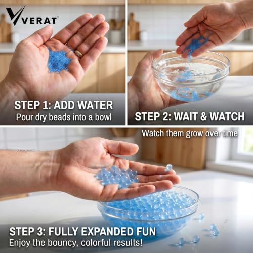 Image of VERAT Gel Blaster Refill Water Beads, Gel Balls, 7-8mm Gel Ammo for Compatible Gel Blaster Guns, Non-Toxic & Biodegradable Water Beads, Vase Filler, Plant Decoration & Home Decor(10000 Blue)