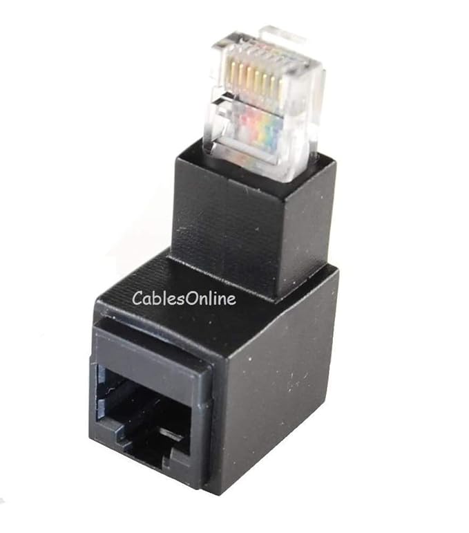 Cat5e/Cat6 RJ45 Male/Female Right Angle Adapter