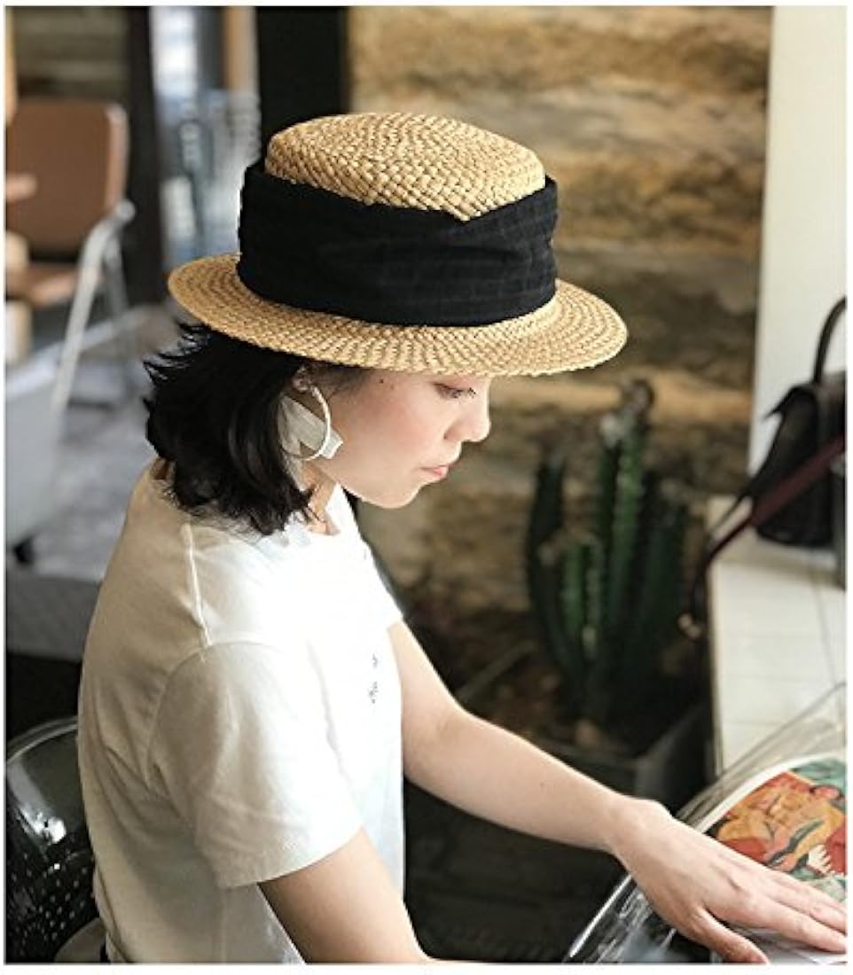 信託 4色展開 帽子 カンカン帽 天然 ブレード ストロー ハット 紫外線