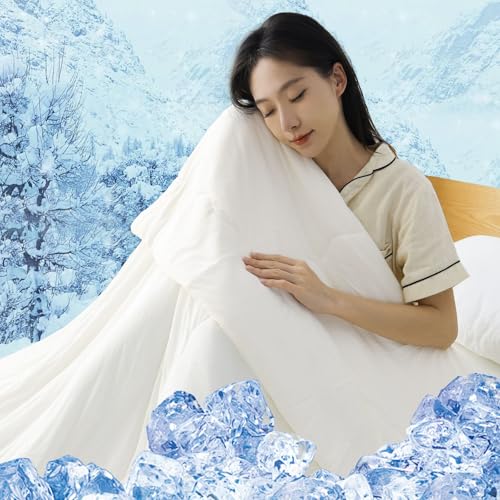 LUCKINSLEEP 掛け布団 シングル【帝人+光触媒二重抗菌】冷感 Q-MAX0.52 CICA保湿超柔らか 雲に包まれる 夏用 肌掛け 布団 軽量 スムースニット 抗菌防臭防ダニ リバーシブル 春夏秋用 フィットキルト キルトケット 洗濯機で洗える (140x200cm アイボリー）の商品画像（Amazon）