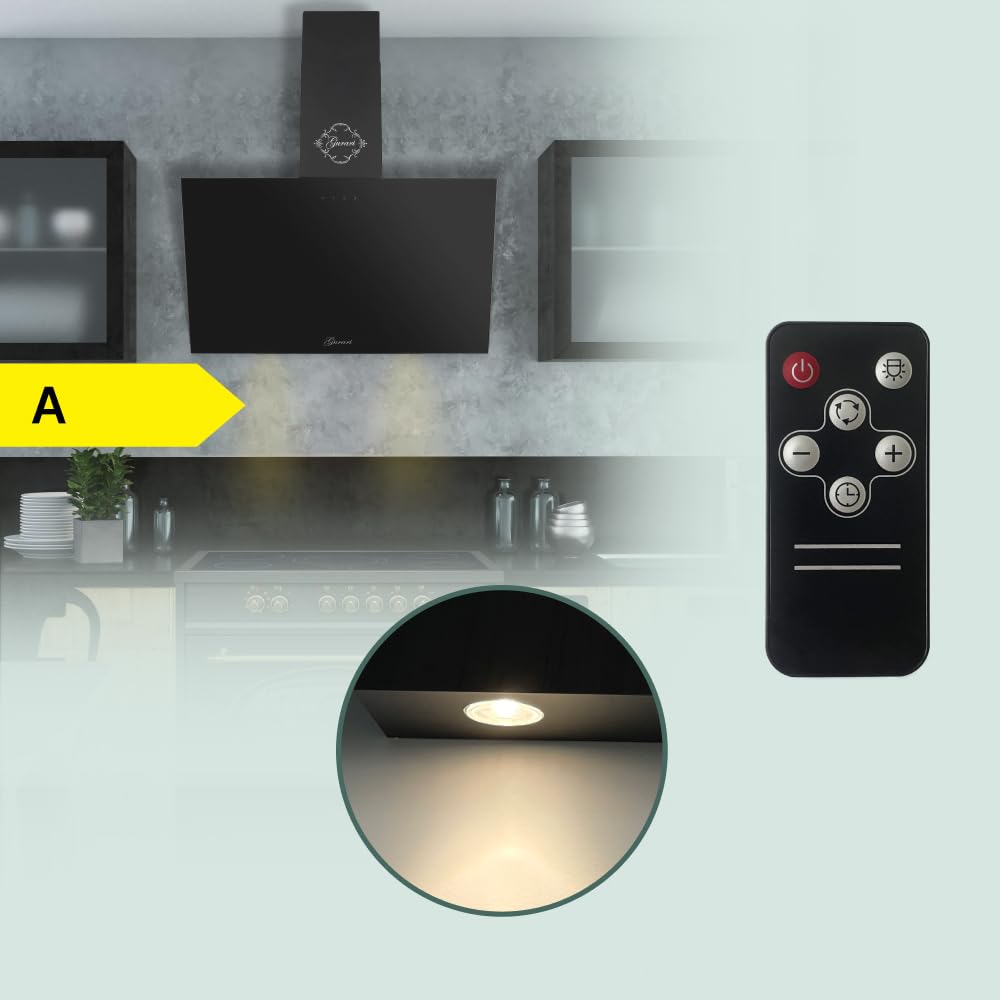 Gurari Dunstabzugshaube 60cm Kopffrei - 1000m³/h Saugleistung Mit Schwarzglas