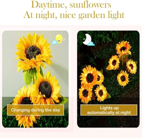 CBK Sunflower Solar Lights | LED Light | Starburst Swaying Solar Garden Light, Warm Garden Light | Outdoor Decoration | Waterproof | Path Lights for Pots, Balcon, Pathway (1)