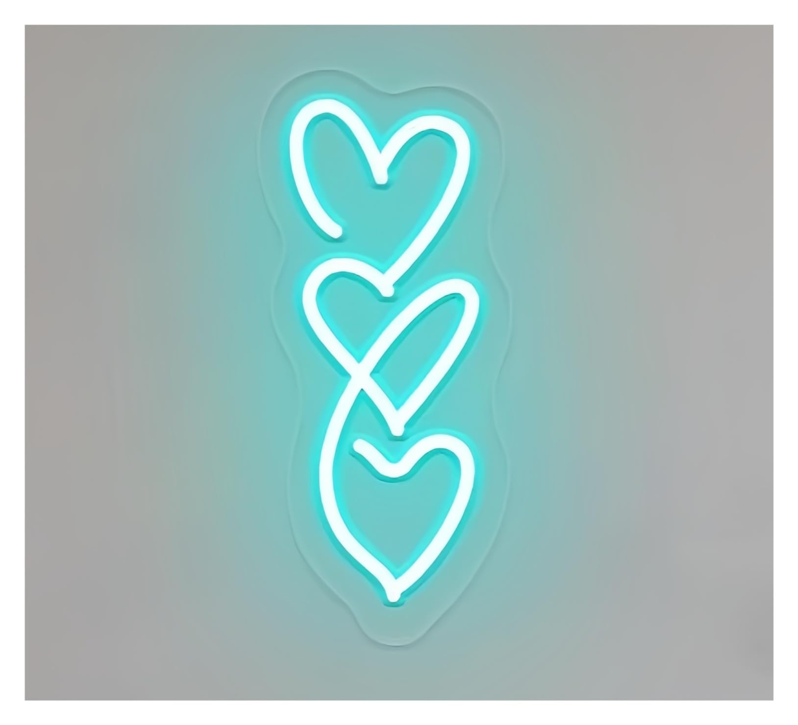 Rongch Ice Blue Hanging Art Signs Heart Neon Sign Love Bedroom Home Decor Storefront Window Display Business Entrance 45Cm(Ice Blue)