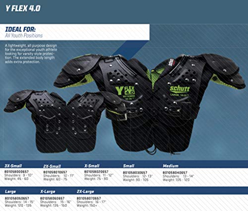 Schutt Y-Flex 4.0 Shoulder Pads, Football, Black, Small #TOP5