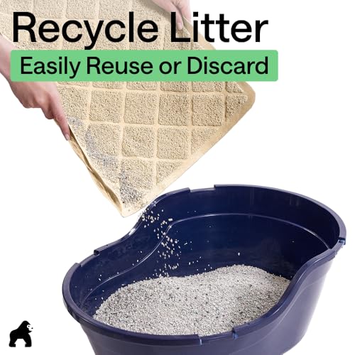 Image of Gorilla Grip Durable Multiple Cat Litter Mat (47x35), XL Jumbo, No Phthalate, Water Resistant, Traps Litter from Box and Cats, Scatter Control, Mats Soft on Kitty Paws (Beige), 1 Count, Plastic