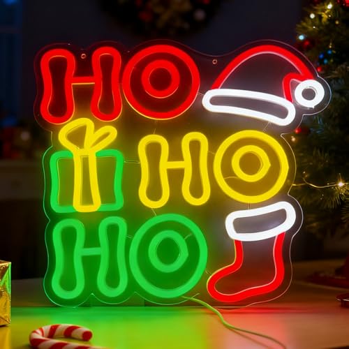 Image of SEDEX Merry Christmas Neon Sign, Xmas Led Sign with Elk Horn Santa Hat Neon Signs with USB Powered for Wall Decor Christmas Party Bar Home Decor Family Kids Gifts
