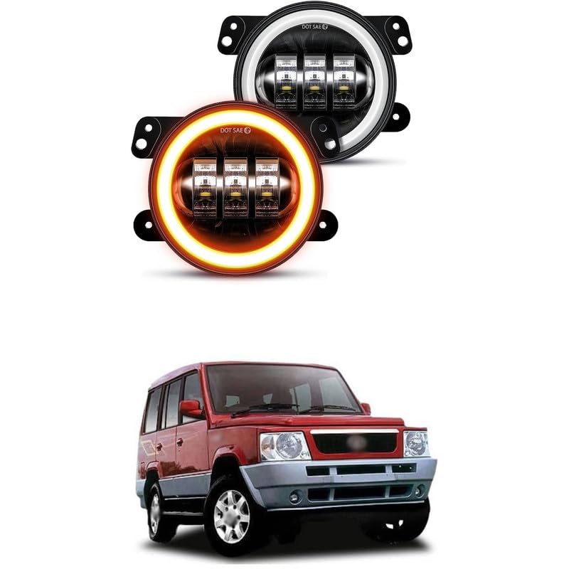 4 inch LED fog lights with DRL and Amber Turn Signal Fog Light Round White Light LED Fog Light Assembly Fog Lamp Compatible with All Cars Comfortable For Ta-ta Su-mo Vic-ta-image-32