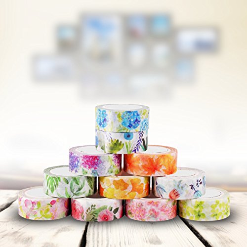 Knaid Floral Washi Tape Set, Assorted 12 Rolls Of Spring Flower Decorative Paper Tapes For Arts And Diy Crafts, Scrapbooking, Bullet Journal, Planner, Gift Wrapping, Holiday Decoration #TOP4