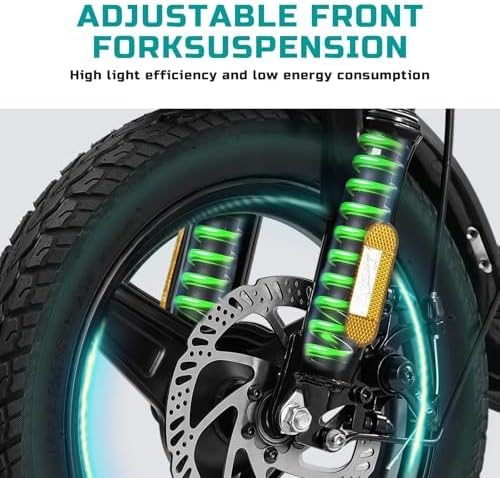 Electric Bike for Adults and Teens, 560W Motor 24MPH Compact Commuter Electric Bicycles, 32 Miles Range, 48V 10Ah Battery, 3 Shock Absorbers, 14" Foldable Ebike with Basket, UL 2849 Certified image 6