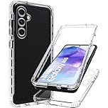 DN-Technology Galaxy A55 Case, Front & Back 360° Bumper Clear Transparent Silicone TPU + Hard Back PC, Screen Protector 2 in 1 for Samsung A55 (Clear)
