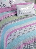 Cynthia Rowley Girls 2 Piece Twin Quilt Set Bicycles Eiffel Towers Geometric Scenes of Paris