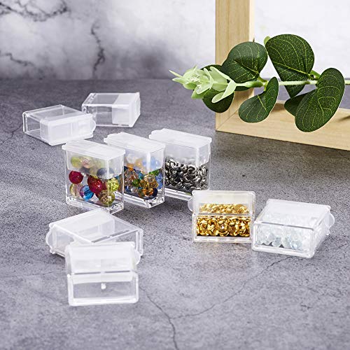 Image of FASHEWELRY 20Pcs 1x1 inch Plastic Flip Top Seed Bead Small Storage Containers Diamond Painting Box Rectangle Transparent Box Organizers for 5D Embroidery Diamond drill, Nail art & Glitter