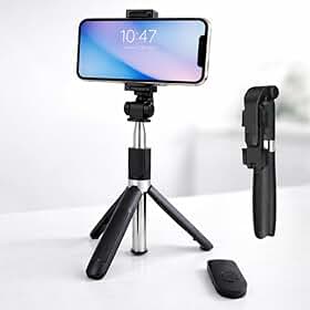 Bastão De Selfie Com Tripé Bluetooth 3 Em 1 - Retrátil Portátil Controle Remoto Sem Fio Com Bateria Inclusa - Compatível Android iPhone Fotos Estáveis E Vídeos Profissionais - Premium