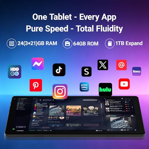 Image of Android 16 Tablet 10 Inch, 24GB RAM 64GB ROM 1TB,HD IPS,Fast WiFi 6, BT 5.4 | Electronics Tablets with HD IPS Touchscreen, 6000mAh 12H Battery, 2*Cameras Tablets for Kids & Adults, Gifts, Streaming, Work