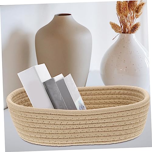 Image of Outanaya Storage Basket Woven Cotton Organizer for Sundries Toys and Books Medium Decorative Container Khaki for Home Office Use
