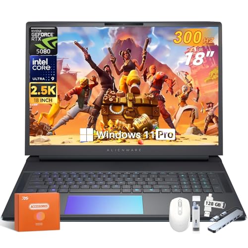 Image of Alienware 18 Area-51 Gaming Laptop 2025 New, 18 inch WQXGA 300Hz, Intel Ultra 9 275HX, 64 GB DDR5, 2 TB SSD, GeForce RTX 5080 16GB GDDR7, Wi-Fi 7, FHD Webcam, Windows 11 Pro, w /Accessory Box