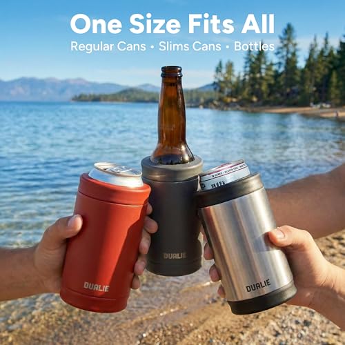 DUALIE 3 in 1 Insulated Can Cooler - Universal Size for 12 oz Cans, Slim Cans, and Bottles - Stainless by DUALIE - Used condition - Image 3