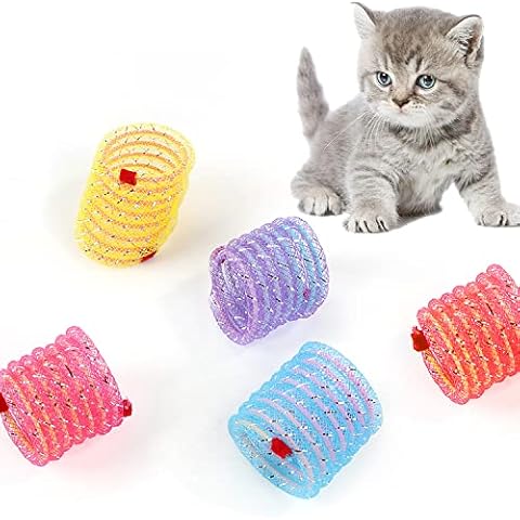 Gesuche 5 Pack Flexible Cat Hose Spring Toy, Colorful Interactive Cat Toy for Indoor Cats, BPA-Free Plastic Coil Spiral Springs for Kitty Pets,to Swat, Bite, Hunt (Random Color) Cover