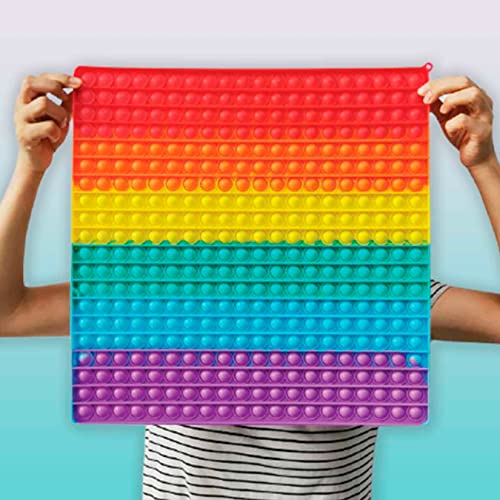 Image of Storite Pop It 400 Bubbles, Big Rainbow 400 Bubbles Popular Stress Relieving Fidget Toy Game for Kids & Adult, Autism Special Needs Stress Reliever & Anxiety Relief Toy (Rainbow, 40X40 CM)