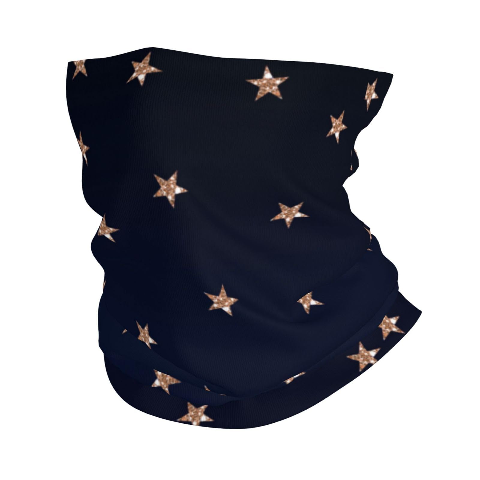 Fukker Unisex As Picture Uv Neck Gaiter, Headband Neck Warmer Face Cover Tube Half Face Mask Scarf Balaclava,Dark Blue And Rose Gold Pink Glittery Stars Starry