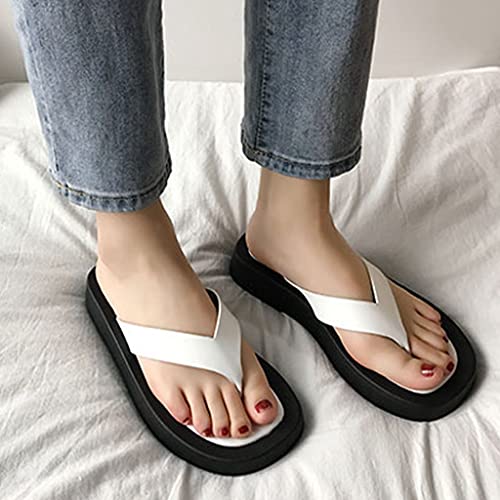 MTFBQ Flip Flop Sandals for Women Leather Platform Leather Slippers, Skidproof Lightweight Women Indoor&Outdoor Slipper Open-Toe Gym Sandy Beach Flip Flop Comfortable Soft Sandals2