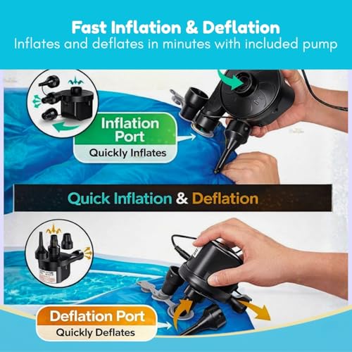 Image of Toy Imagine 𝟏𝟎 𝐅𝐭 Big Inflatable Swimming Pool Rectangular for Adults & Kids with 2-Way Electric Pump Big Size Family Pool Portable Water Tub for Adults Scratch-Proof Durable 3 Layer Outdoor Pool